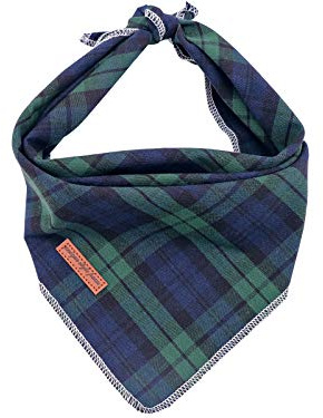 Unique Style Paws Dog Christmas Bandanas 1PC Washable Cotton Triangle Green Plaid Dog Scarfs for Small Medium Large Dogs and Cats