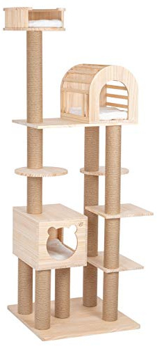 VOSS.PET Großer Kratzbaum Theo 179cm, Premium Kletterbaum, Echtholz Katzenkratzbaum Liegefläche Schlafhöhle Katze Kater