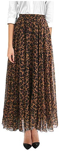 keland Imprimé léopard Aquarelle élastique Maxi Moulante Licou Cou Robes Fluides pour Femme (Marron, L)