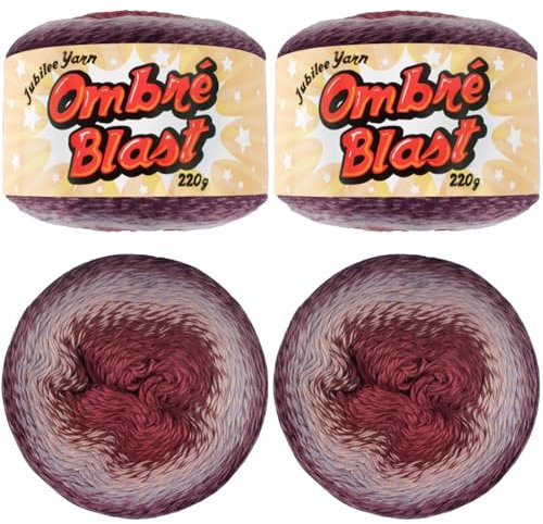 JubileeYarn Ombré Blast Yarn - 220g/cake Baby Weight Cotton - Mutter - 2 Cakes