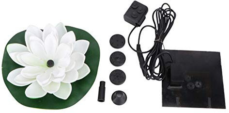 Cabilock Fontaine Flottante Solaire de Lotus Blanc en Plastique pour Circulation D'eau Petit Étang ou Aquarium Débit Maximum de 180l/h