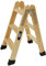 BTF Holzleiter, klappbare Malerleiter, Doppeltrittleiter mit Stahlhaken, Elektrikerleiter, Trittleiter 3+3 Stufen Ideal für professionelle Maler, Stuckateure oder Elektriker. BTF-MDP003