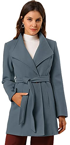 Allegra K Women's Classic Coat | Long Sleeve, Classic, Mid-thigh Trench Coats, Outwear With Pockets