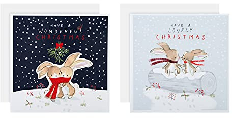 Hallmark välgörenhet julkort – paket med 16 i 2 söta illustrerade mönster