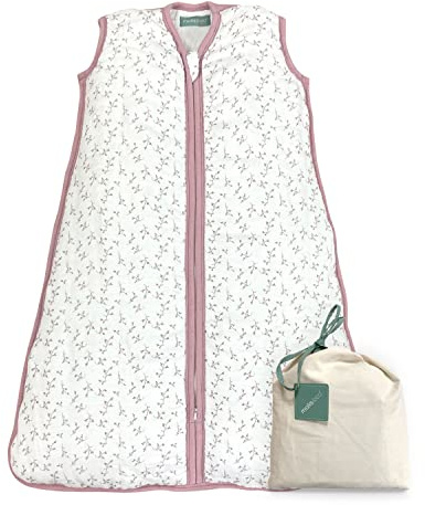 molis&co - Saco de Dormir para bebé 2.5 TOG - 85 cm (6-18 Meses) - Ideal para Invierno - Muselina Premium - Acolchado, Suave y Cálido - Floral Pink