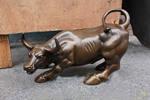 Ecoodisk 20 cm Vintage Bronze Wall Street Bull Statue für das Studienbüro Wohnzimmer Navel -Dekoration