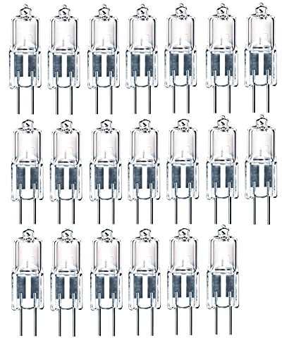 ShuoHui 20 lampadine alogene G4, 35 W, 12 V, dimmerabili, bi-pin, capsula trasparente, luce bianca calda, dimmerabile..