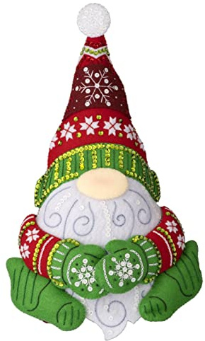 Bucilla Felt Applique Holiday Door Stopper Making Kit, Nordic Gnome, Perfect for DIY Arts and Crafts, 89641E