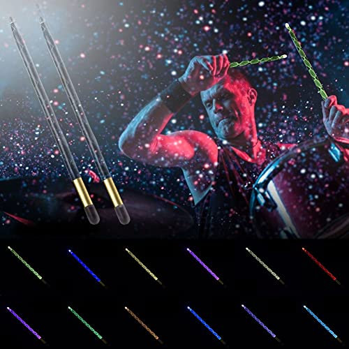 Firulab LED-Schlagzeugstöcke - Leuchtende Drum Sticks mit Gold Ferrule Tail
