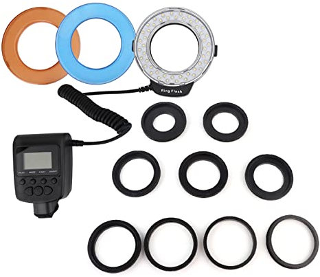 Agatige Ringblitzlampe, Blitzlicht-Speedlite-Ring, Tragbares 48-LED-Ring-Speedlite-Fotografie-Blitzlicht-Objektiv-Adapterring-Set Für Spiegelreflexkamera