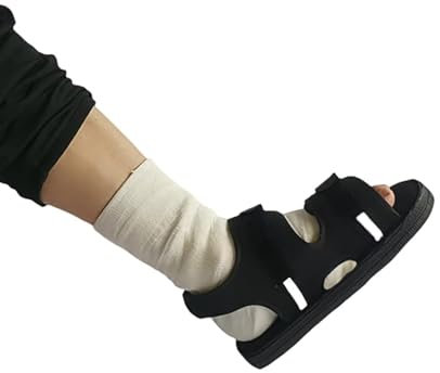 Gipsgjuten sko, trasig fot eller tå gåsko, öppen tå efter kirurgiskt bandage Gåsko för artritskador Ankel bruten fot, vänster eller höger fot,L