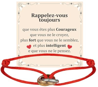 QianSiLi Weihnachts Geschenke Frauen/Männer, Armband mit Ring, Dreifarbig, Rote Glücksarmbänder, Armband für Damen und Herren, Verstellbar, Edelstahl Geburtstagsgeschenke, Valentinstag Geschenke