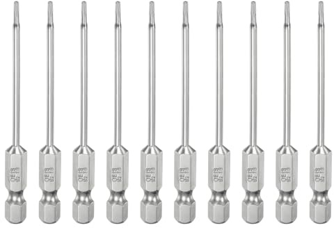 QUARKZMAN 10 Stück T6 Torx Bit 1/4 Sechskantschaft 75 mm Lang S2 Stahl Magnetische Manipulationssichere Stern Bitsatz Schraubendreher mit Loch für Akkuschrauber Werkzeug