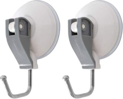 Pack de 2 Ganchos de Ventosa Extra Fuertes - Soporte hasta 5 kg para Toallas, Ropa y Bolsas - Impermeable y Sin Perforación - Ideal para Baño, Cocina o Ventanas (Blanco)