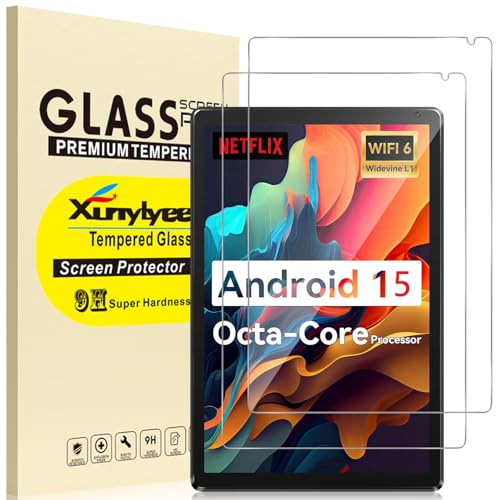 XunyLyee Screen Protector for URAO C107 Android Upgraded Tablet 10 Inch, 9H Hardness, Anti-Scratch,10.1 Inch Android 16 15 14 Tablet Tempered Glass, [9.09'' x 5.70'', 231mm x 145mm], 2 Pack