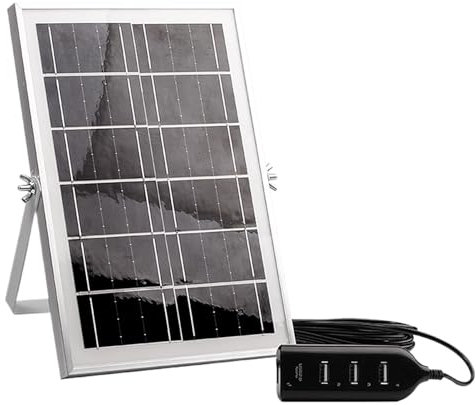 Besreey Chargeur solaire - Chargeur solaire USB avec prise - Panneau solaire USB flexible à 4 voies - Haute efficacité - Accessoire de camping pour téléphone portable d'extérieur - Caméra de