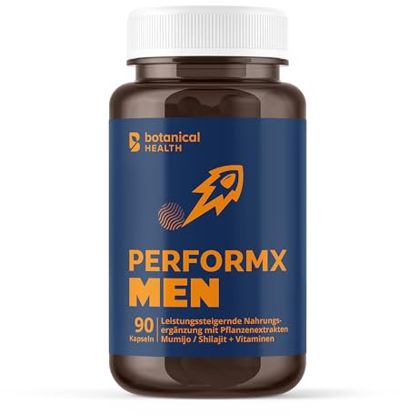 PERFORMX MEN Shilajit Original - Die natürliche Kraft für Männer - Mumijo Kapseln als Energie Booster für Männer angereichert mit wertvollen Vitaminen und Mineralstoffen - 90 vegane Kapseln