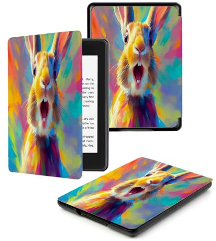 Étui pour Kindle Paperwhite 11e Génération 2021 & Signature Edition Léger, avec Fonction Auto Sleep/Wake,Non Compatible avec d'autres Liseuses Électroniques,Couleur Joyeux Lapin