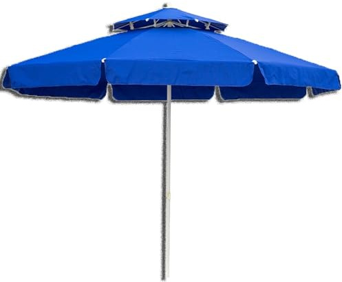 ZIUSFAC 300cm Parasol De Terrasse D'Extérieur Parasol De Jardin Double Toit Protection UV Parasol De Marché Grand Parasol De Plage Blanc/Vert/Bleu(Blue)