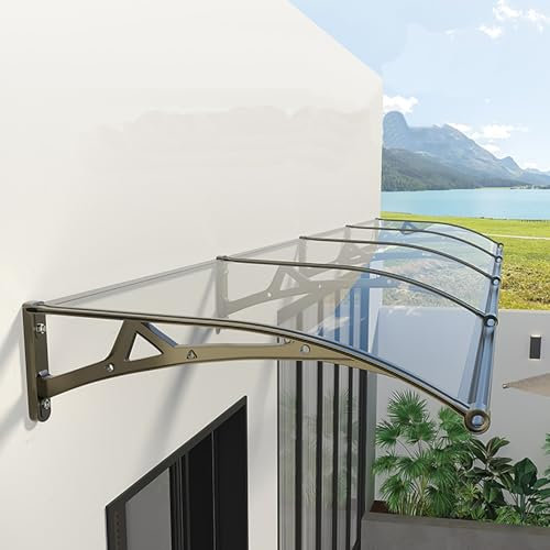 Auvent De Porte Exterieur, Marquise De FenêTre En Polycarbonate Avec Support En Aluminium, Bri Banne Autonettoyant, Pour Terrasse Balcon Patio(W100xL120cm)