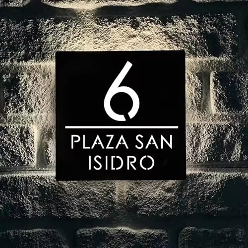 Placas De Dirección Personalizadas De Estilo Moderno Con Luz LED, Números De Casa Iluminados De Acrílico Personalizados, Nombres De Calles Y Números De Casa Personalizables(30x30cm)