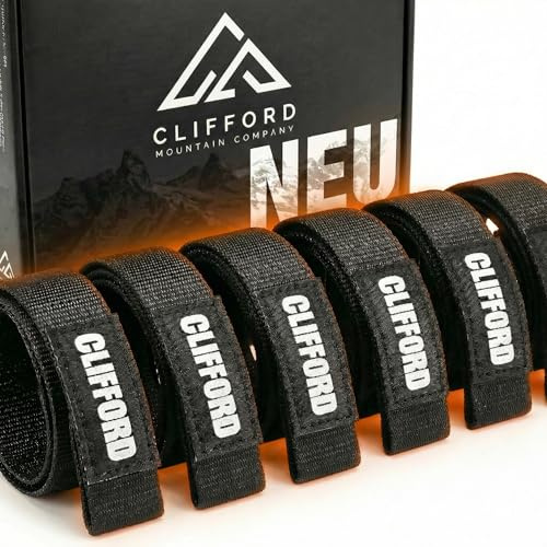 CLIFFORD Mini Klett Spanngurte - Wetterfest und Ultra Stark - Klettverschluss Band für Haushalt, Garten, Büro, Reisen, Outdoor - Zum Bündeln von Kabeln, Zubehör, Gartenschläuchen