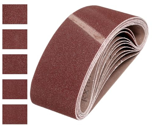 QUARKZMAN 100mm x 610mm Nastri Abrasivi, 15Pz 80/120/150/240/400 Grana Carta Vetrata per Levigatrice Ossido di Allumina Per Lavorazione Legno, Lucidatura Metalli, Affilatura Coltelli