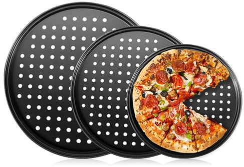 AWAOVV Pizzaplåt stansad bakplåt nonstick med hål pizzaform grillplåt bakform rund bakplåt