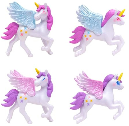 Generisch 4PCS Einhorn Figuren, Spielzeug, 5.4 * 5.2 * 3 cm Mini Einhorn Deko Für Torten Und Feengarten, Einhorn Deko Torte, Fantasievolle Dekoration Für Spielzimmer Und Mikrolandschaften