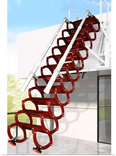 Scala da soffitta, manuale, da parete, pieghevole, retrattile, pieghevole, scala a pioli estensibile con braccioli(3.5-3.75m)