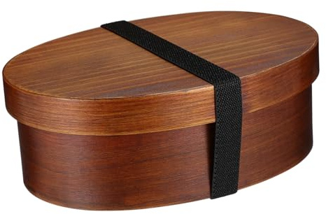STOBAZA Fiambrera de Madera Retro Japonesa Caja de Almuerzo de Capa Única Contenedor Seguro y Saludable para Comida Diseño Compacto y Reciclable para Picnic y Trabajo