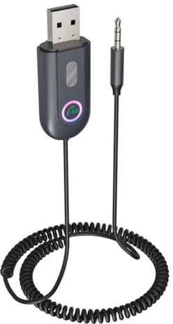 Duanthry Kit da USB 2.0 a Jack da 3,5 mm per autoradio/Stereo Domestico/Altoparlante, Adattatore AUX a Bluetooth 5.3 Ricevitore Bluetooth