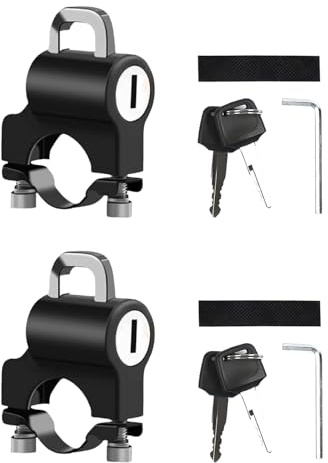HUVZOR 2 Pezzi Lucchetto Casco Moto Antifurto universale Accessorio da Equitazione accessori moto Adatto in Alluminio for Manubrio da 22mm - 28mm