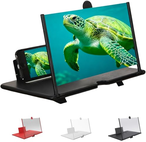 10/12Inch Phone Screen Magnifier, HD Foldable Portable Screen Amplifier with Stand, Mobile Screen Magnifier For Cell Phone, Compatible With All Smartphones (black, 10in)