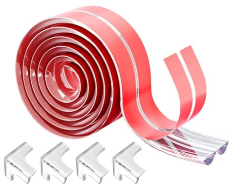 Eckenschutz und Kantenschutz für Kinder, transparent, PVC-Streifen für Tische, Schränke, Arbeitsplatten mit 4 Ecken, transparent, 2 m