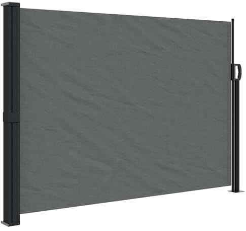 Tenda laterale retrattile, tenda da sole per balcone terrazza patio con sistema scorrevole, tessuto in poliestere rivestito PU, protezione UV, 140x600 cm antracite, per esterni giardino spogliatoio