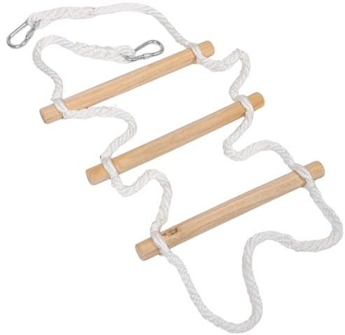 VICASKY Soft Rope Ladder for Bunk Bed with 3 Wooden Steps 1.5m Climbing Rope Ladder for Dormitory Outdoor Climbing Equipment