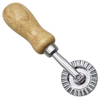 Pasta Wheel Baking Tool with Wooden Handle, Dough Cutter with 3.8 cm Diameter for Cake Base, for Household Kitchen for Cutting Dough, Cakes, Biscuits, Pizza Dough, Pasta and Food