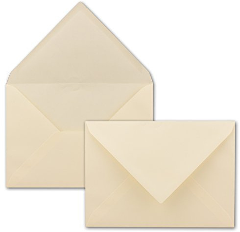 100x Briefumschläge DIN C5-16,2 x 22,9 cm - Creme mit gerippter Struktur - 100 Gramm pro m² - Kuverts mit Strukturprägung - Nassklebung - GUSTAV NEUSER