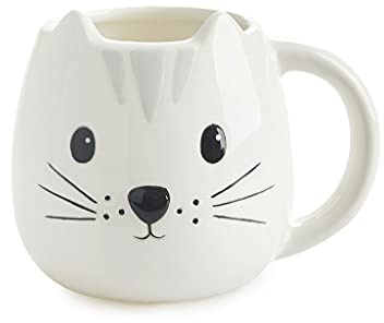 balvi Tasse Kitty Cup Katze Kopf geformt 400 ml Fassungsvermögen Spülmaschinenfest und Mikrowellen Ke