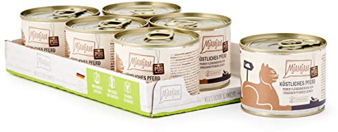 MjAMjAM - premium våtfoder för katter - ren köttglädje - läcker ren häst, 6 st (6 x 200 g), spannmålsfri med extra kött
