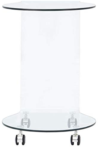 Tidyard Couchtisch Glastisch Mit 4 Rollen,Wohnzimmertisch Beistelltisch Teetisch 45 x 40 x 58 cm aus GEH?rtetes Sicherheitsglas,Glas-St?rke:8 mm,Transparent