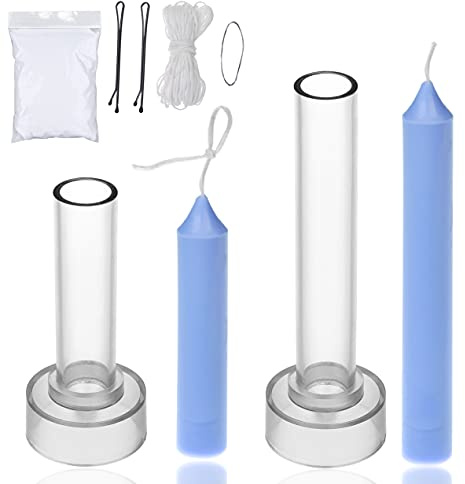 Taper Candle Mold Set-2PC Pillar Candle Molds -Perfect for Making Emergency Candles, Chime Candles, Table Candles-30 Ft. of Wick, A Mold Sealer and 2 Candle Wick Clips Included as a Gift.