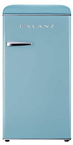 Galanz GLR33MBER10 Retro Compact Refrigerator, Single Door Fridge, Adjustable Mechanical Thermostat with Chiller, Blue, 3.3 Cu Ft