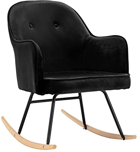 vidaXL Schaukelstuhl Schwingsessel Relaxstuhl Schwingstuhl Stuhl Polsterstuhl Wippstuhl Schaukelsessel Sessel Relaxsessel Schwarz Samt