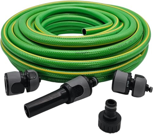Bambelaa! Gartenschlauch 1/2 Zoll 20m Mit Anschluss Set Grün Knickfester Robuster Wasserschlauch Garten Wasserstop Anschlüsse 24 Bar Druckfester Schlauch Mit Sprühdüse Für Gartenbewässerung Balkon