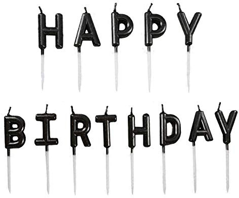 Happy Birthday Kerze,1 Satz Alles Gute zum Geburtstag Kerzen Cake Topper Dekorationen Geburtstagskerzen Metallisch Kuchen Kerzen für Kinder Geburtstag Party, Silber/Gold/Champagner/Schwarz