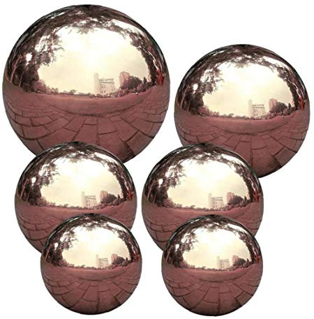 DierCosy Ball anstarrt Gartenbereich-Kugel Spiegel poliert Hohle Kugel-Reflektierende Gartenkugel für Hausgarten-Dekorationen aus Edelstahl Silber 6PCS
