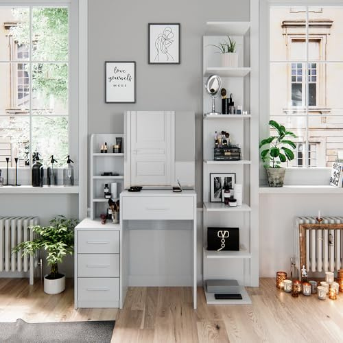 Vicco Schminktisch Conrada, Weiß, 80 cm | geeignet zur Organisation von Kosmetikartikeln und Accessoires