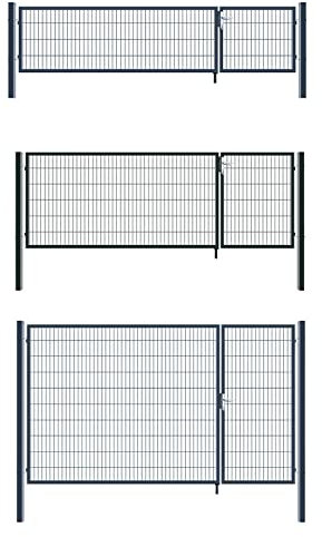 Aileenstore Gartentor Zauntor Einfahrtstor Stabmattenzaun Doppelflügel Anthrazit Grau 3,5 m Breite, Größe:2000 x 3500 mm